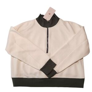 🆕️Fabletics Cream/olive Green Half-Zip Pullover